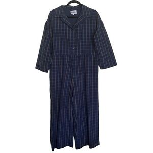 Bel Kazan Astrid Jumpsuit Blue Check Plaid Jumpsuit Large